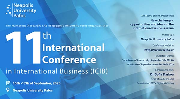 Πανεπιστήμιο Νεάπολις Πάφος: Διεξαγωγή του 11ου Διεθνούς Επιστημονικού Συνεδρίου ICIB-2023