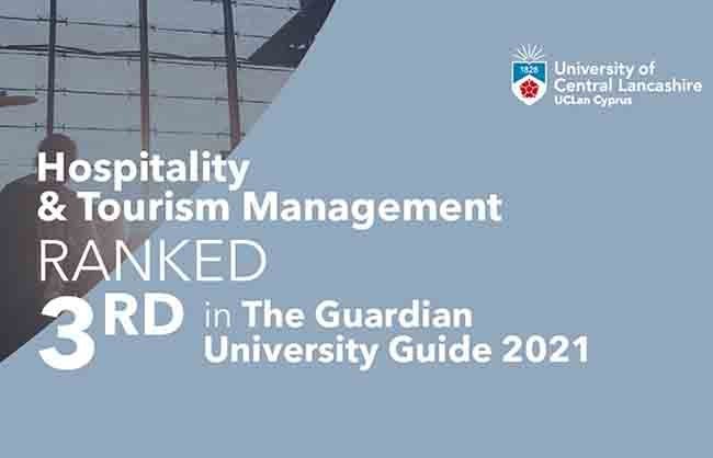 Το UCLan ανάμεσα στα 3 καλύτερα Πανεπιστήμια του ΗΒ στον τομέα Hospitality & Tourism Management
